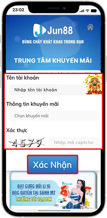 Bước 4:  Nhập thông tin và bấm Xác Nhận
